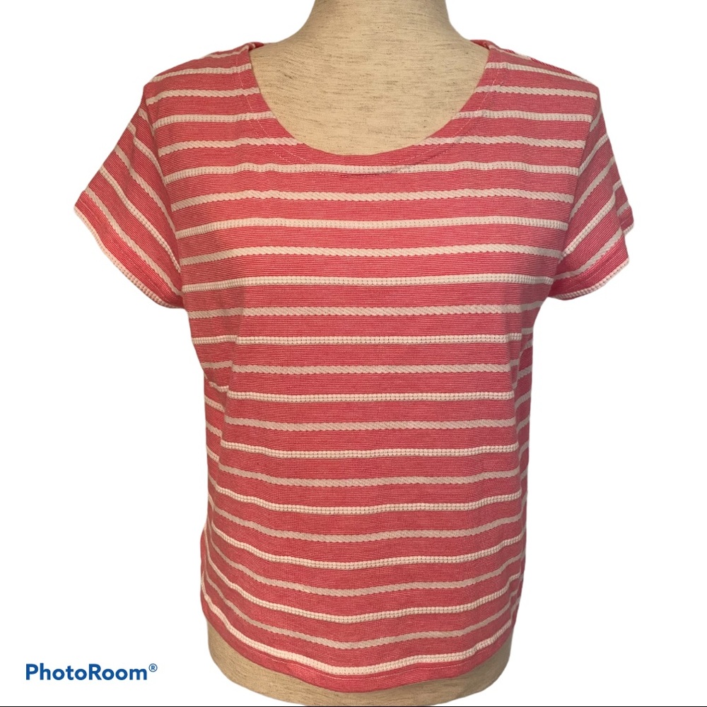 SAIL TO SABLE TOP TEE SHORT SLEEVE PINK WHITE STRIPE Size M